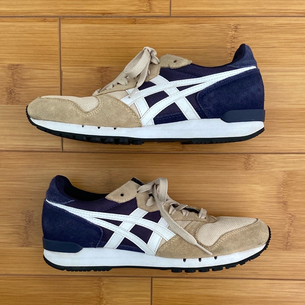 Onitsuka Tiger By ASICS Alvarado Sneakers Suede Mesh Tan Blue Unisex M 8 / W 9.5